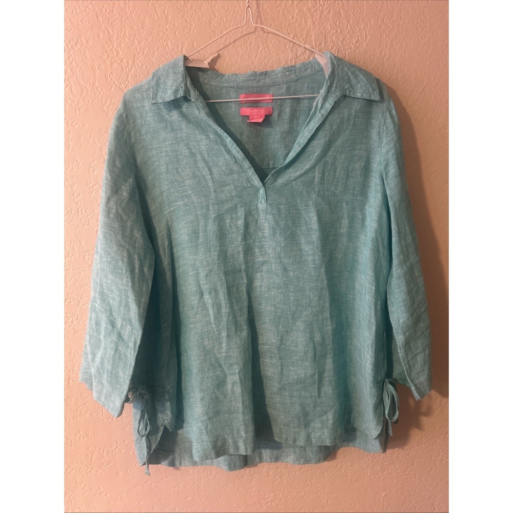 Isaac Mizrahi New York Women's Linen Tunic Top Beach Coastal Nautical, Size S